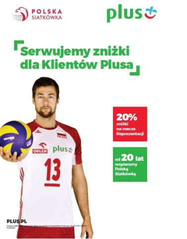20 procent zniżki na bilety siatkarskich Reprezentacji Polski dla klientów Plusa