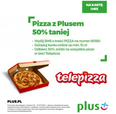 Pizza 50% taniej w nowej promocji Plusa dla klientów usług prepaid i mix