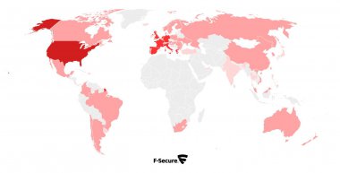 Mapa przedstawia regiony, w których znajduje się najwięcej podatnych urządzeń