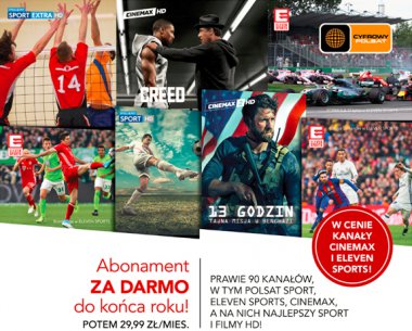 Nowa oferta Cyfrowego Polsatu dla fanów sportu i kina - w cenie kanały Cinemax i Eleven Sports