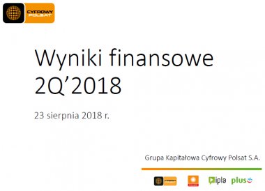 Grupa Cyfrowy Polsat podsumowuje drugi kwartał 2018 roku