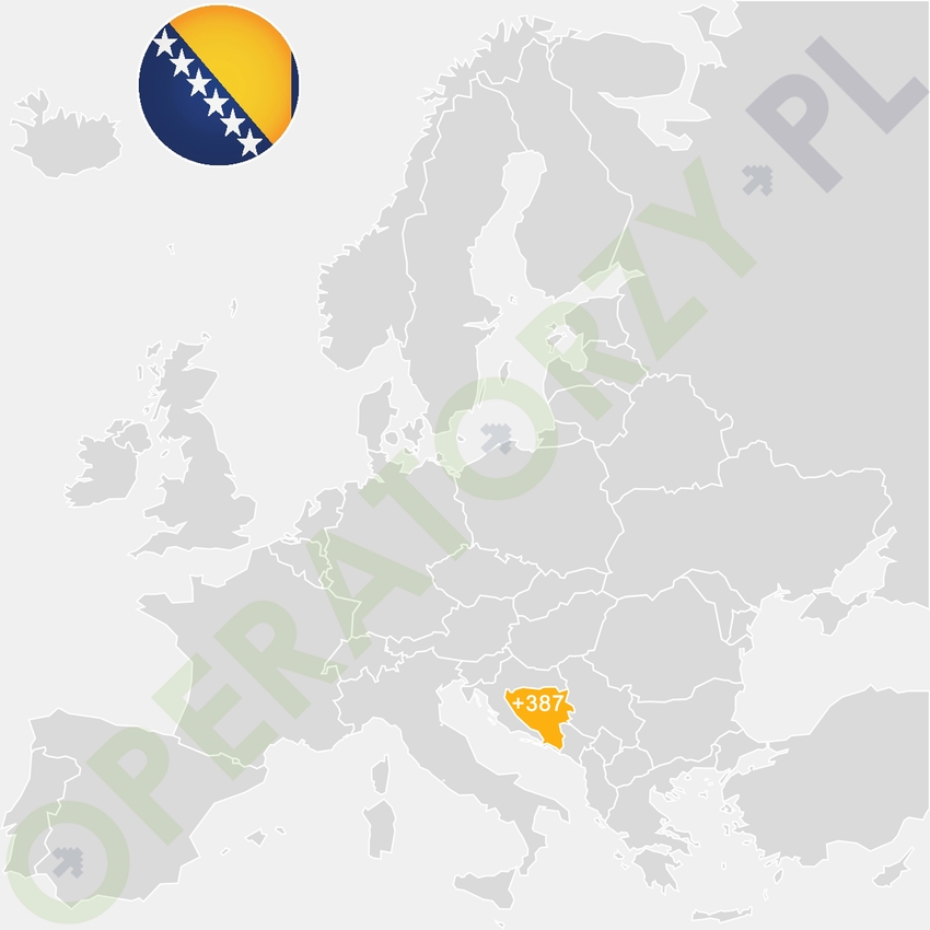 Gdzie jest Bośnia i Hercegowina - mapa Europy - numer kierunkowy do Bośni i Hercegowiny to +387