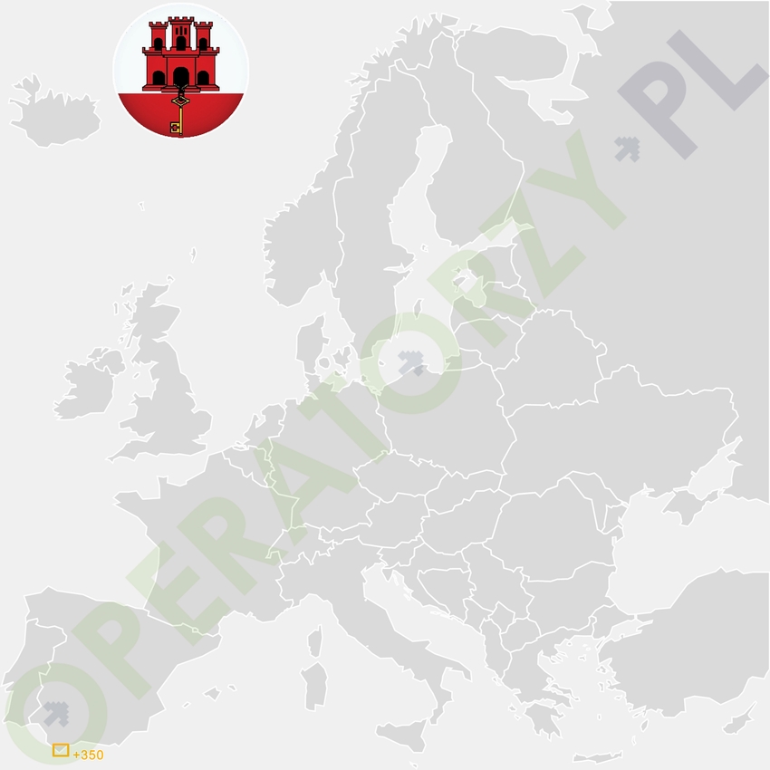 Gdzie jest Gibraltar - mapa Europy - numer kierunkowy do Gibraltaru to +350