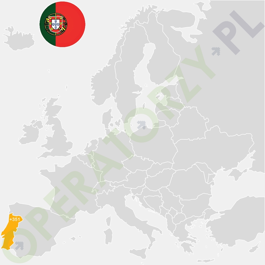 Gdzie jest Portugalia - mapa Europy - numer kierunkowy do Portugalii to +351