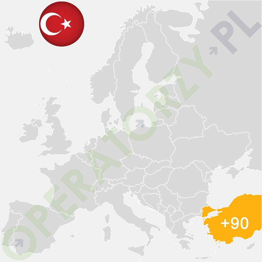 Gdzie jest Turcja - mapa Europy - numer kierunkowy do Turcji to +90