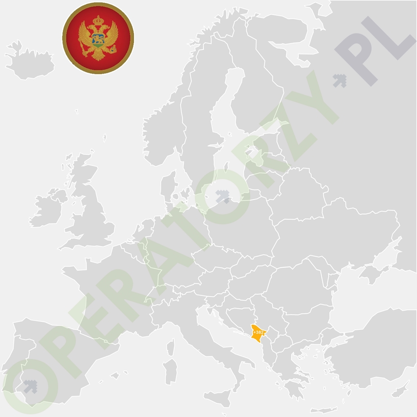 Gdzie jest Czarnogóra - mapa Europy - numer kierunkowy do Czarnogóry to +382