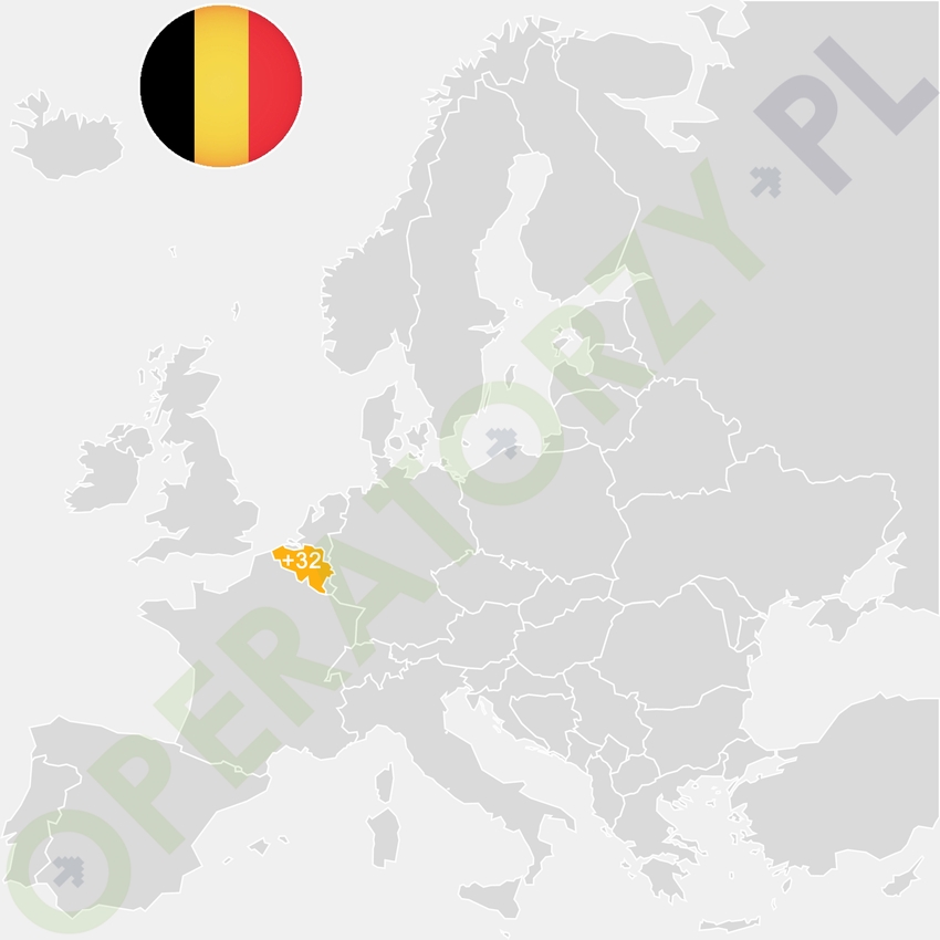 Gdzie jest Belgia - mapa Europy - numer kierunkowy do Belgii to +32
