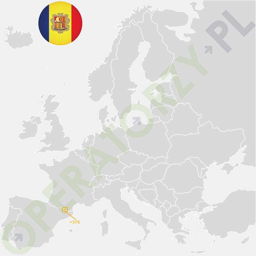 Gdzie jest Andora - mapa Europy - numer kierunkowy do Andory to +376