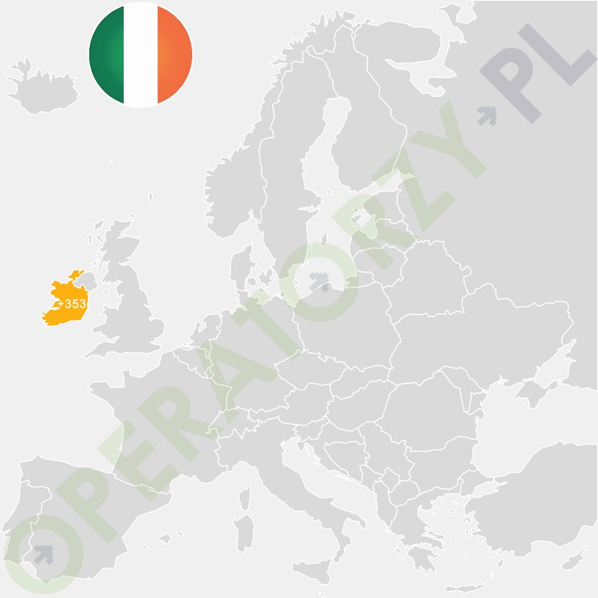 Gdzie jest Irlandia - mapa Europy - numer kierunkowy do Irlandii to +353