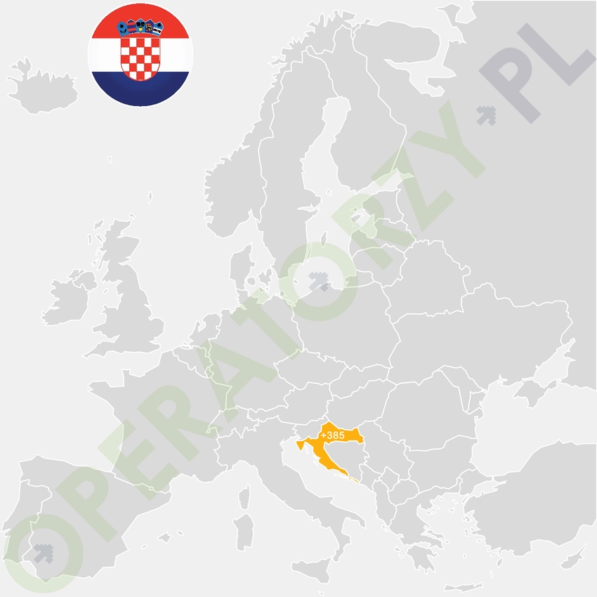 Gdzie jest Chorwacja - mapa Europy - numer kierunkowy do Chorwacji to +385