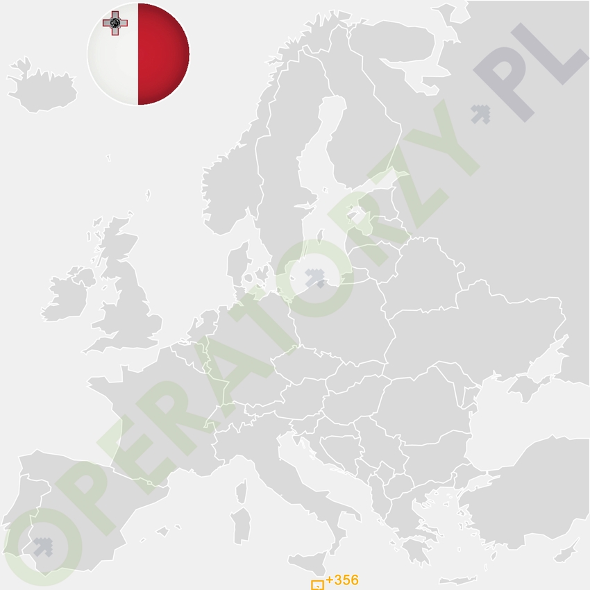 Gdzie jest Malta - mapa Europy - numer kierunkowy do Malty to +356