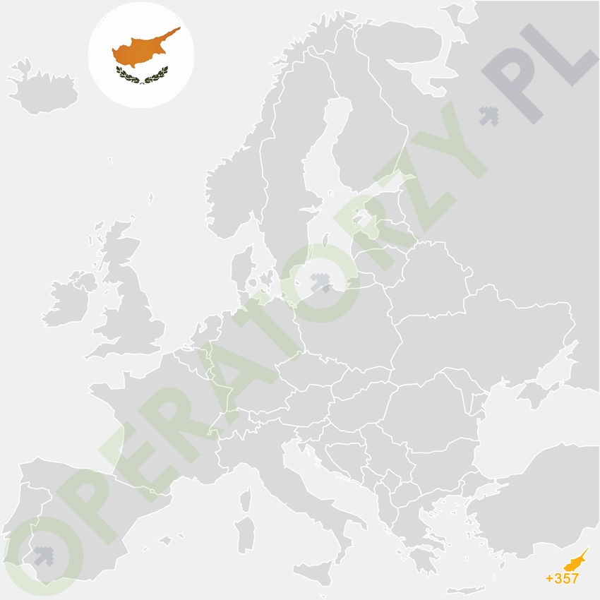 Gdzie jest Cypr - mapa Europy - numer kierunkowy do Cypru to +357