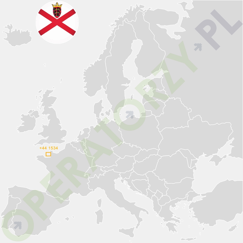 Gdzie jest Jersey wyspa - mapa Europy - numer kierunkowy do Jersey wyspy to +44 1534