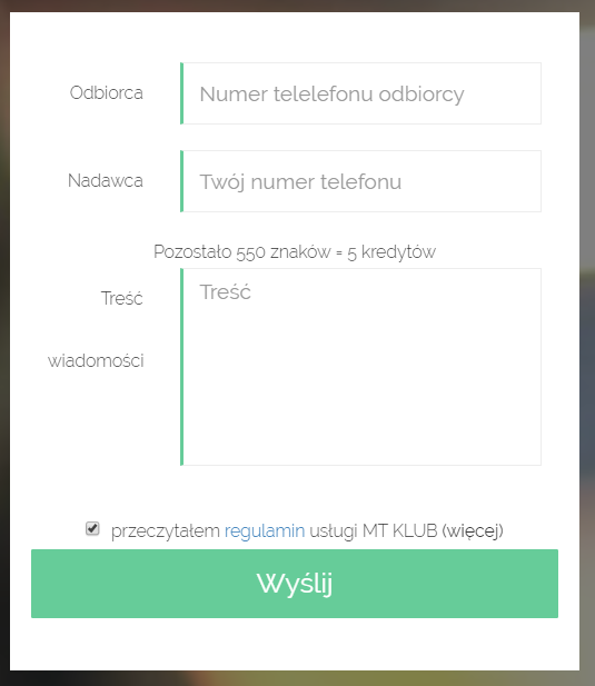 Bramka SMS - panel wysyłki wiadomości