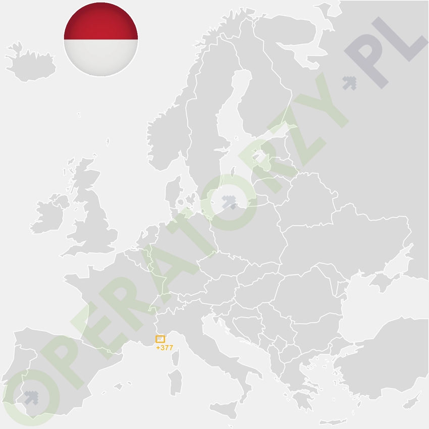 Gdzie jest Monako - mapa Europy - numer kierunkowy do Monako to +377
