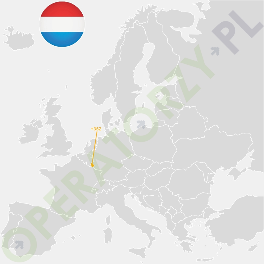 Gdzie jest Luksemburg - mapa Europy - numer kierunkowy do Luksemburgu to +352
