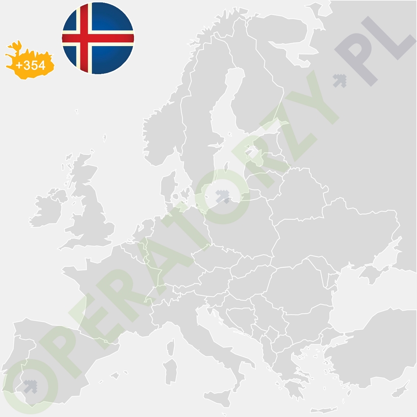 Gdzie jest Islandia - mapa Europy - numer kierunkowy do Islandii to +354