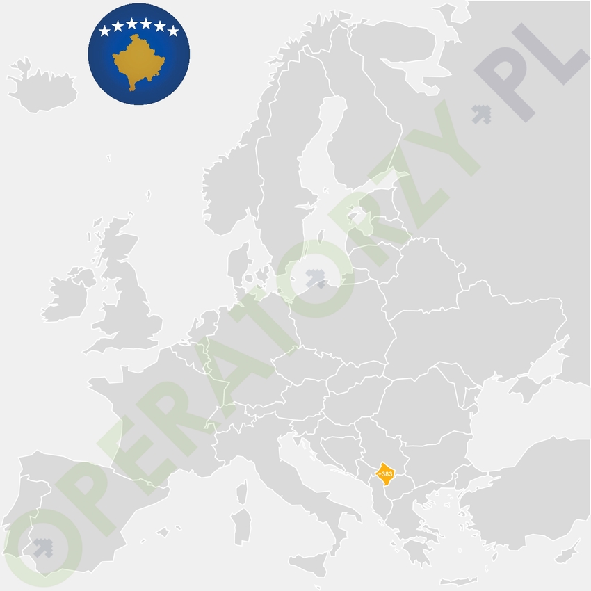 Gdzie jest Kosowo - mapa Europy - numer kierunkowy do Kosowa to +383