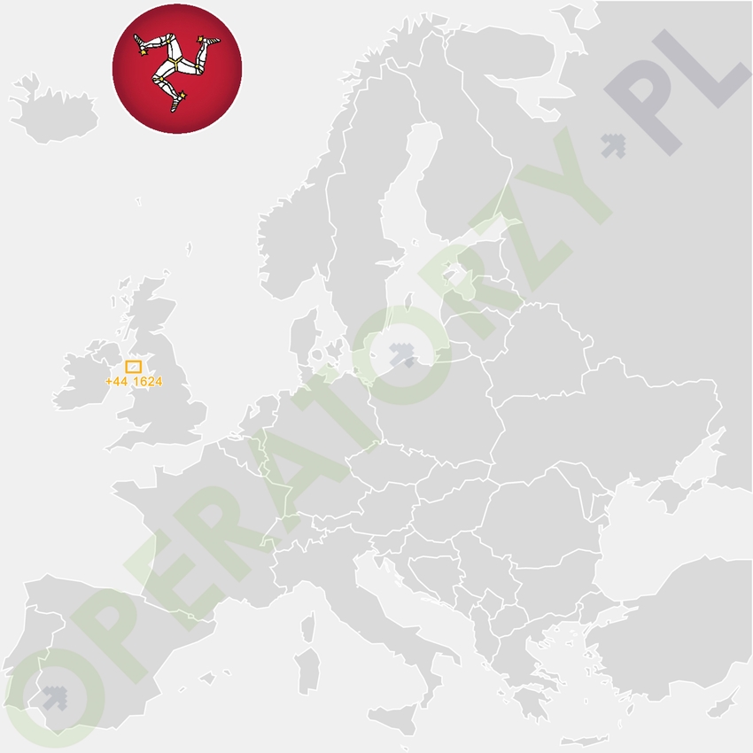 Gdzie jest Wyspa Man - mapa Europy - numer kierunkowy do Wyspy Man to +44 1624