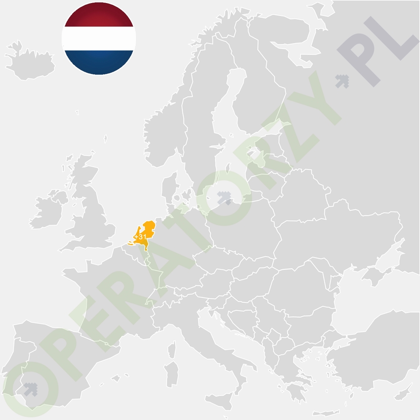 Gdzie jest Holandia - mapa Europy - numer kierunkowy do Holandii to +31