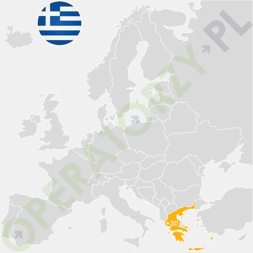 Gdzie jest Grecja - mapa Europy - numer kierunkowy do Grecji to +30