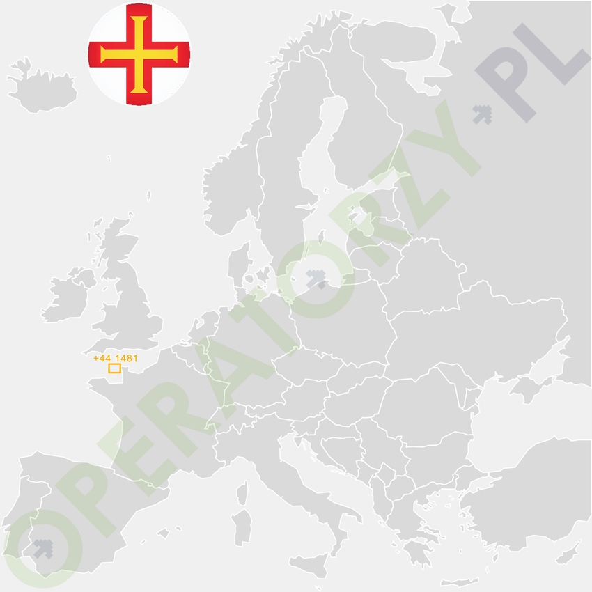 Gdzie jest Guernsey wyspa - mapa Europy - numer kierunkowy do Guernsey wyspy to +44 1481