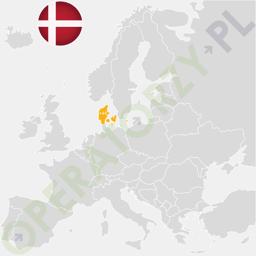 Gdzie jest Dania - mapa Europy - numer kierunkowy do Danii to +45