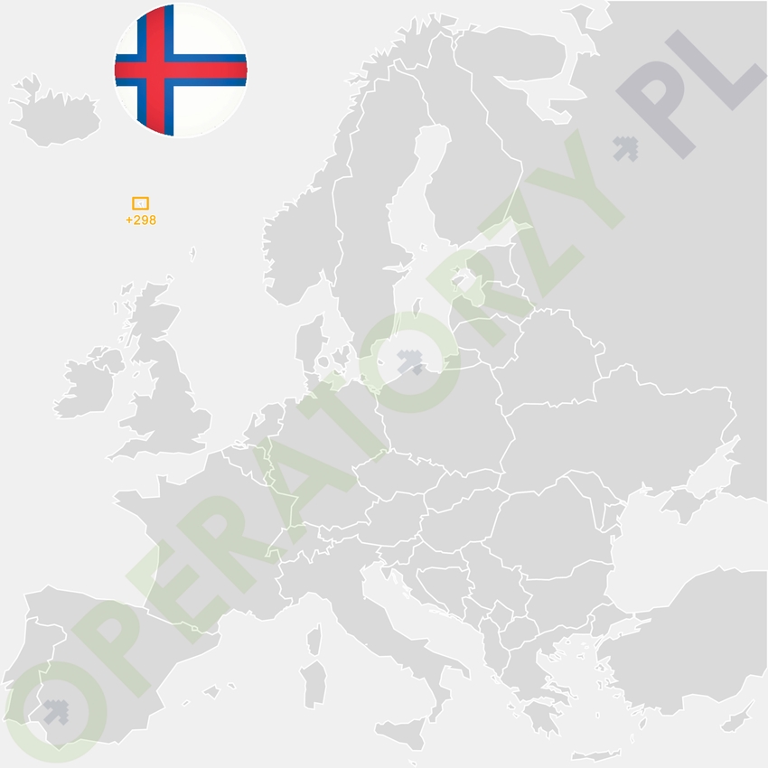 Gdzie są Wyspy Owcze - mapa Europy - numer kierunkowy do Wysp Owczych to +298