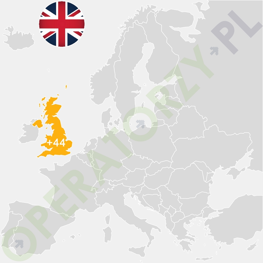 Gdzie jest Wielka Brytania - mapa Europy - numer kierunkowy do Wielkiej Brytanii to +44